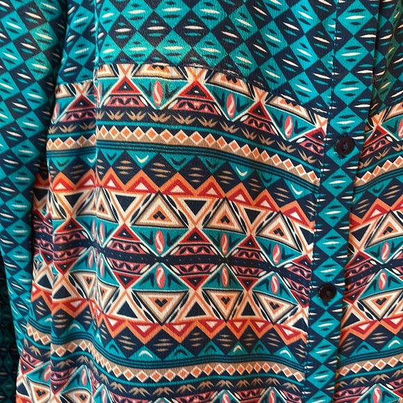 TOLANI teal button up tunic in XS. - Picture 2 of 11